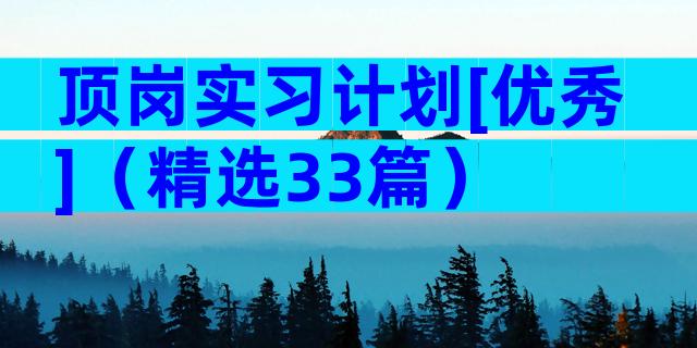 顶岗实习计划[优秀]（精选33篇）